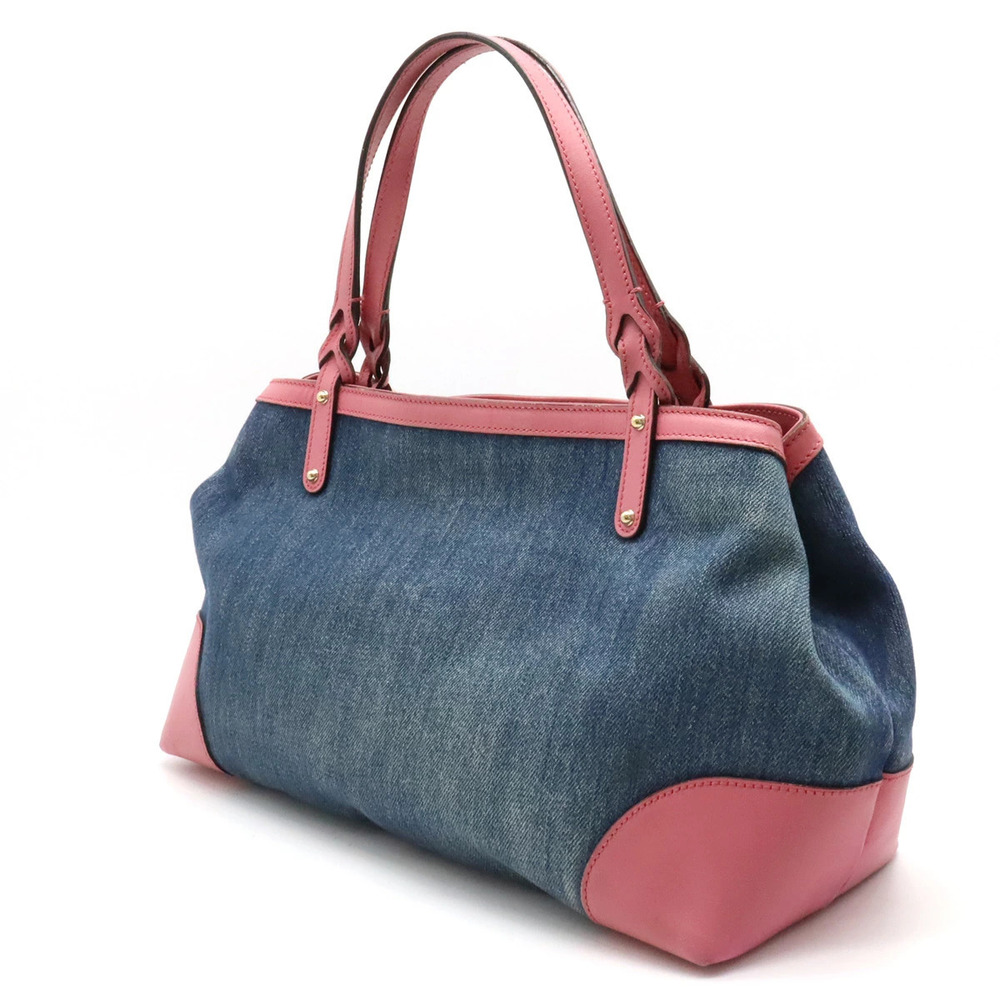 Gucci Craft Tote Bag Shoulder Denim Leather Blue Pink - Picture 2 of 8